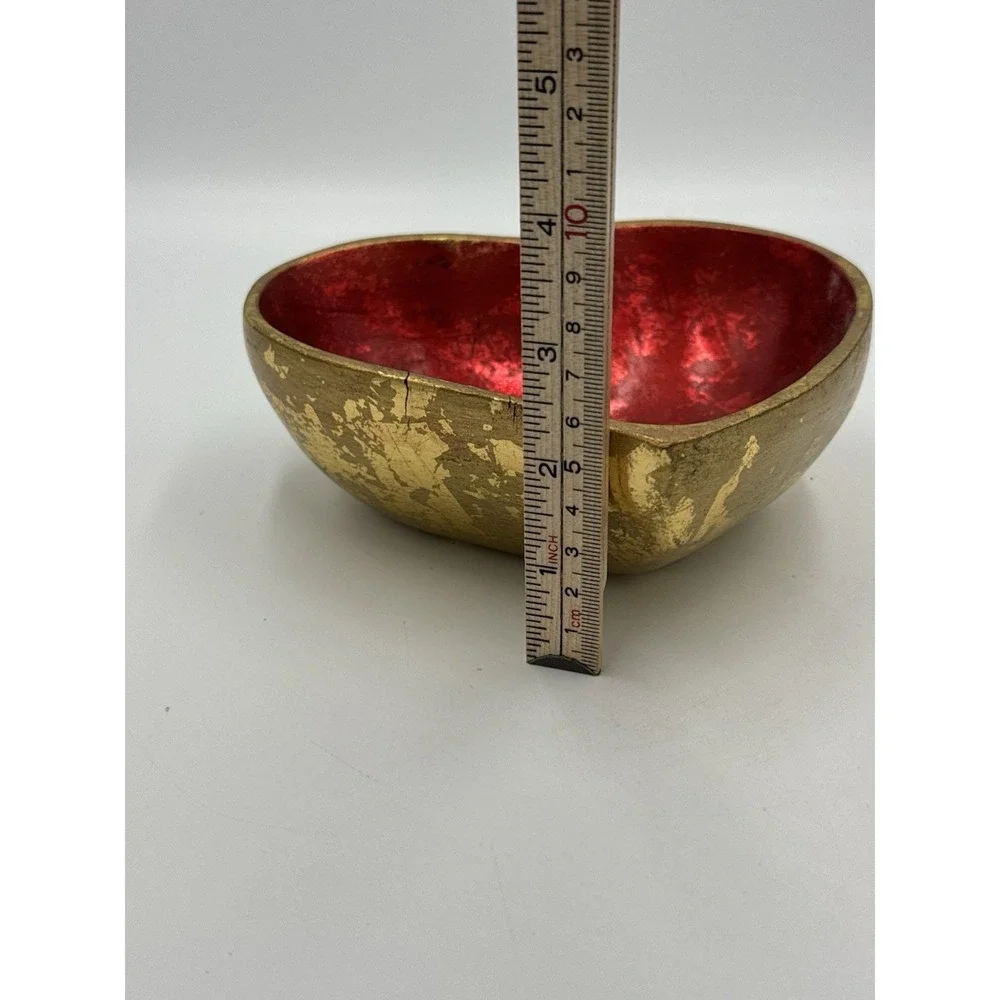 Wood Heart Shape Red‎ Jewelry Trinket Tray Bowl